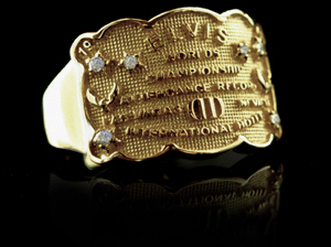 Award Belt Tribute Ring - 9 Karat Gold with Diamonds